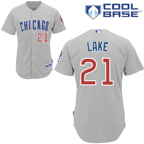 Junior Lake #21 mlb Jersey-Chicago Cubs Women's Authentic Road Gray Baseball Jersey